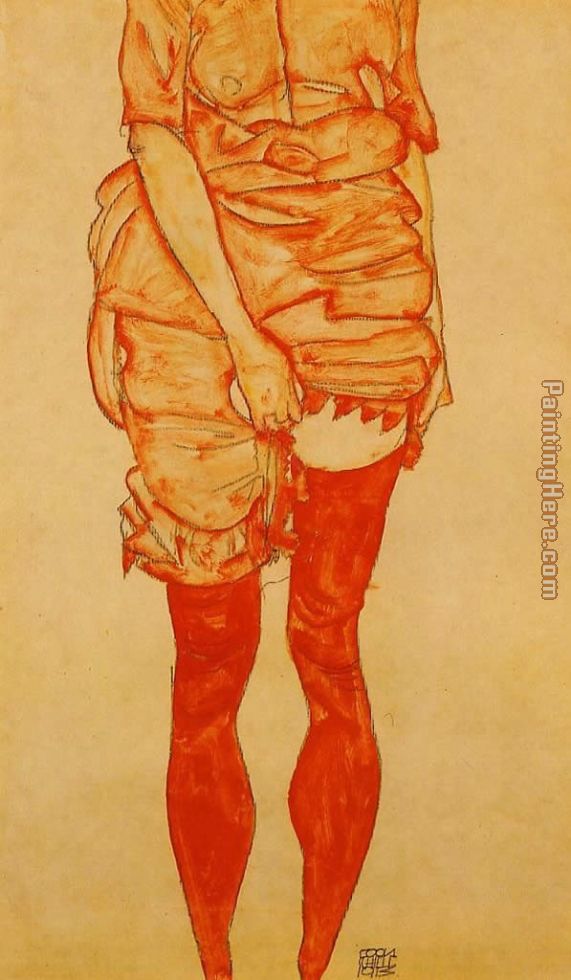Egon Schiele Standing Woman in Red